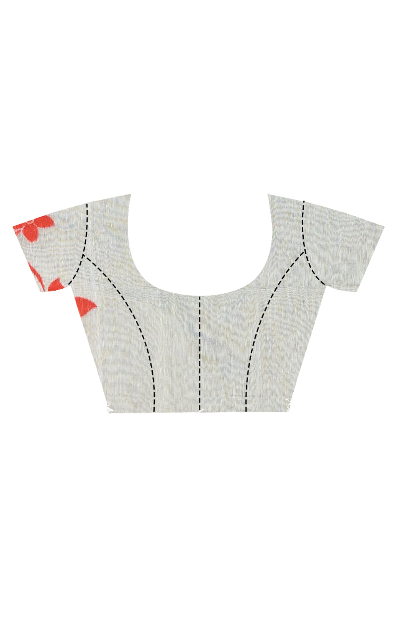 Morchari Pure Cotton Dhakai Jamdani Handloom Saree-Off White | Grocsy