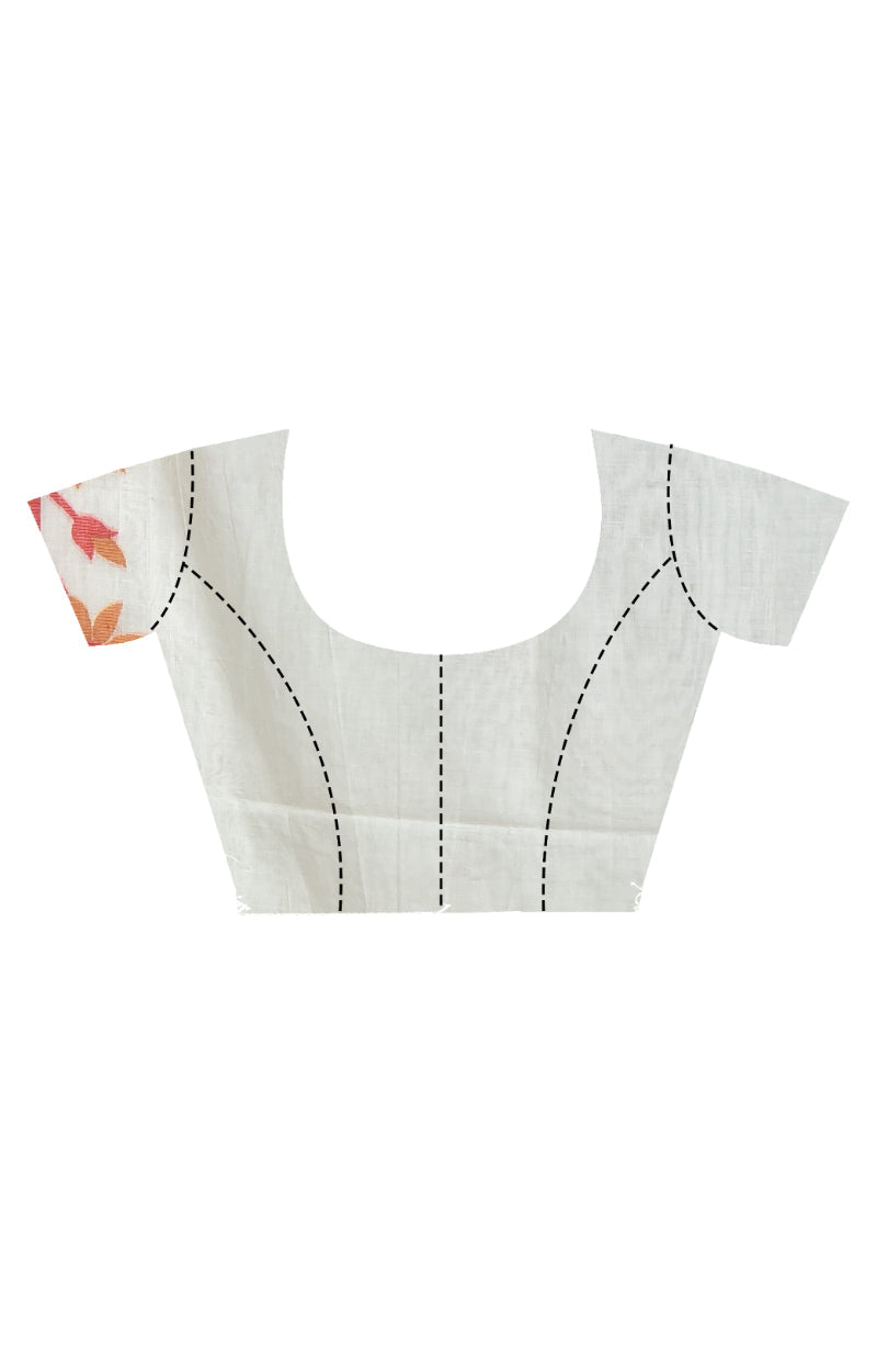 Morchari Pure Cotton Dhakai Jamdani Handloom Saree-Off White | Grocsy