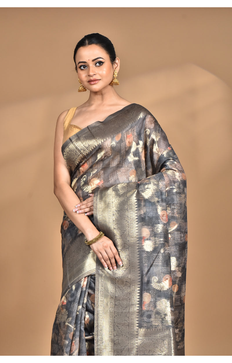 Morchari Women Desgin Linen Silk Saree-Multi | Grocsy