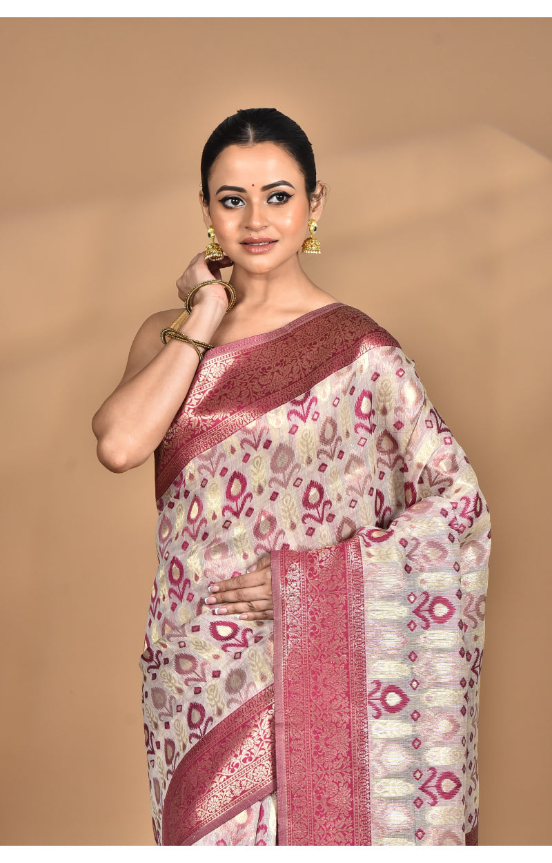 Morchari Women Desgin Chanderi Silk Saree-Cream | Grocsy