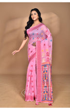 Morchari Women Desgin Chanderi Silk Saree-Pink | Grocsy
