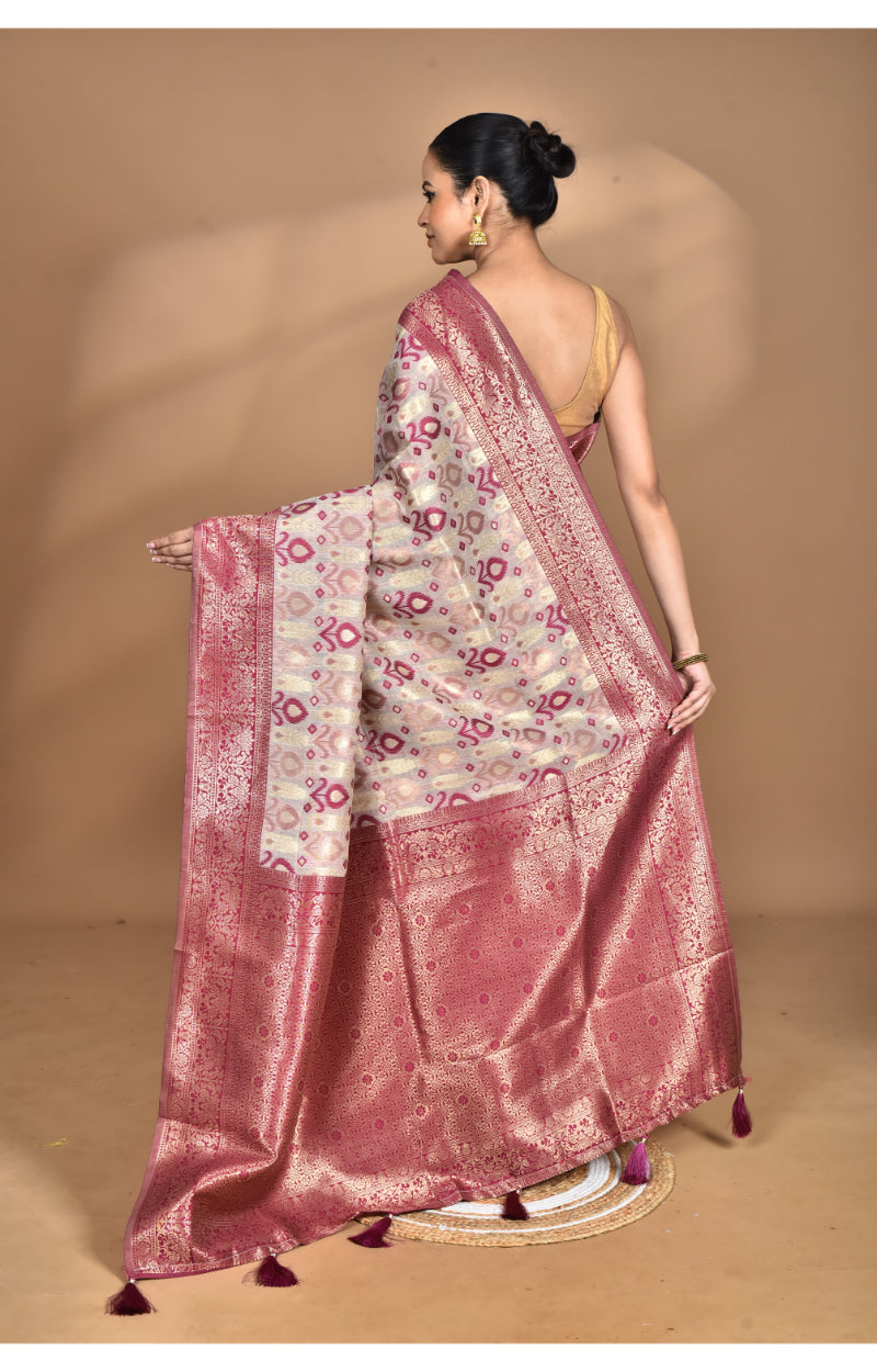 Morchari Women Desgin Chanderi Silk Saree-Cream | Grocsy