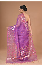Morchari Semi Orzanga Jamdani Silk Saree-Purple | Grocsy