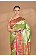 Morchari Women Desgin Banarasi Silk Saree-Green | Grocsy