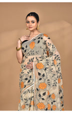 Morchari Pure Cotton Dhakai Jamdani Handloom Saree-Multi | Grocsy