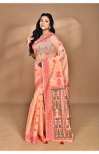 Morchari Women Desgin Chanderi Silk Saree-Peach | Grocsy