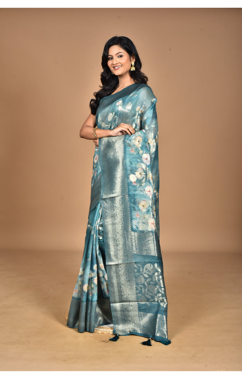 Morchari Women Desgin Linen Silk Saree-Multi | Grocsy