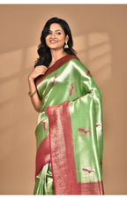 Morchari Women Desgin Banarasi Silk Saree-Green | Grocsy