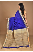 Morchari Pure Cotton Dhakai Jamdani Handloom Saree-Blue | Grocsy
