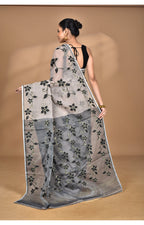 Morchari Pure Cotton Dhakai Jamdani Handloom Saree-Beige | Grocsy