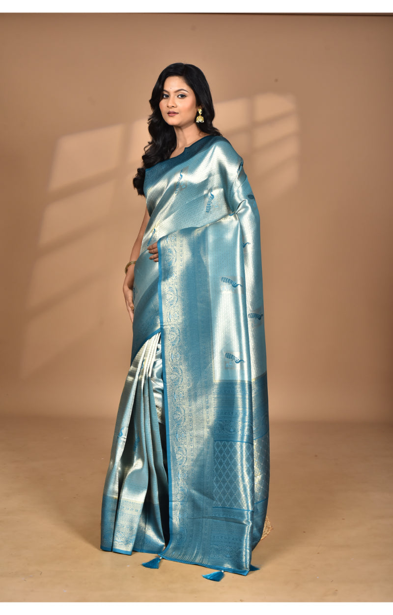Morchari Women Desgin Banarasi Silk Saree-Green | Grocsy