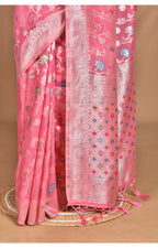 Morchari Women Desgin Chanderi Silk Saree-Pink | Grocsy
