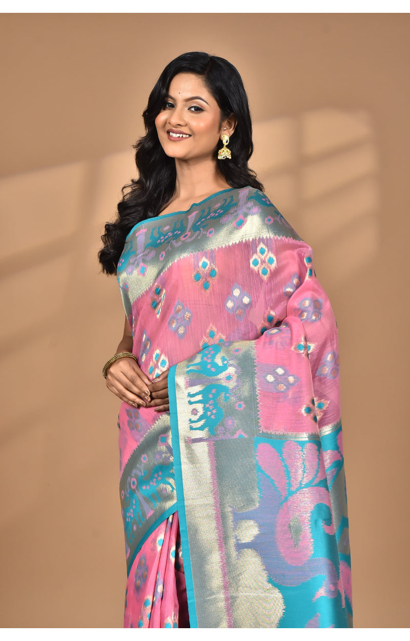 Morchari Women Desgin Two Dai Linen Saree-Multi | Grocsy