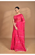 Morchari Pure Cotton Dhakai Jamdani Handloom Saree-Pink | Grocsy
