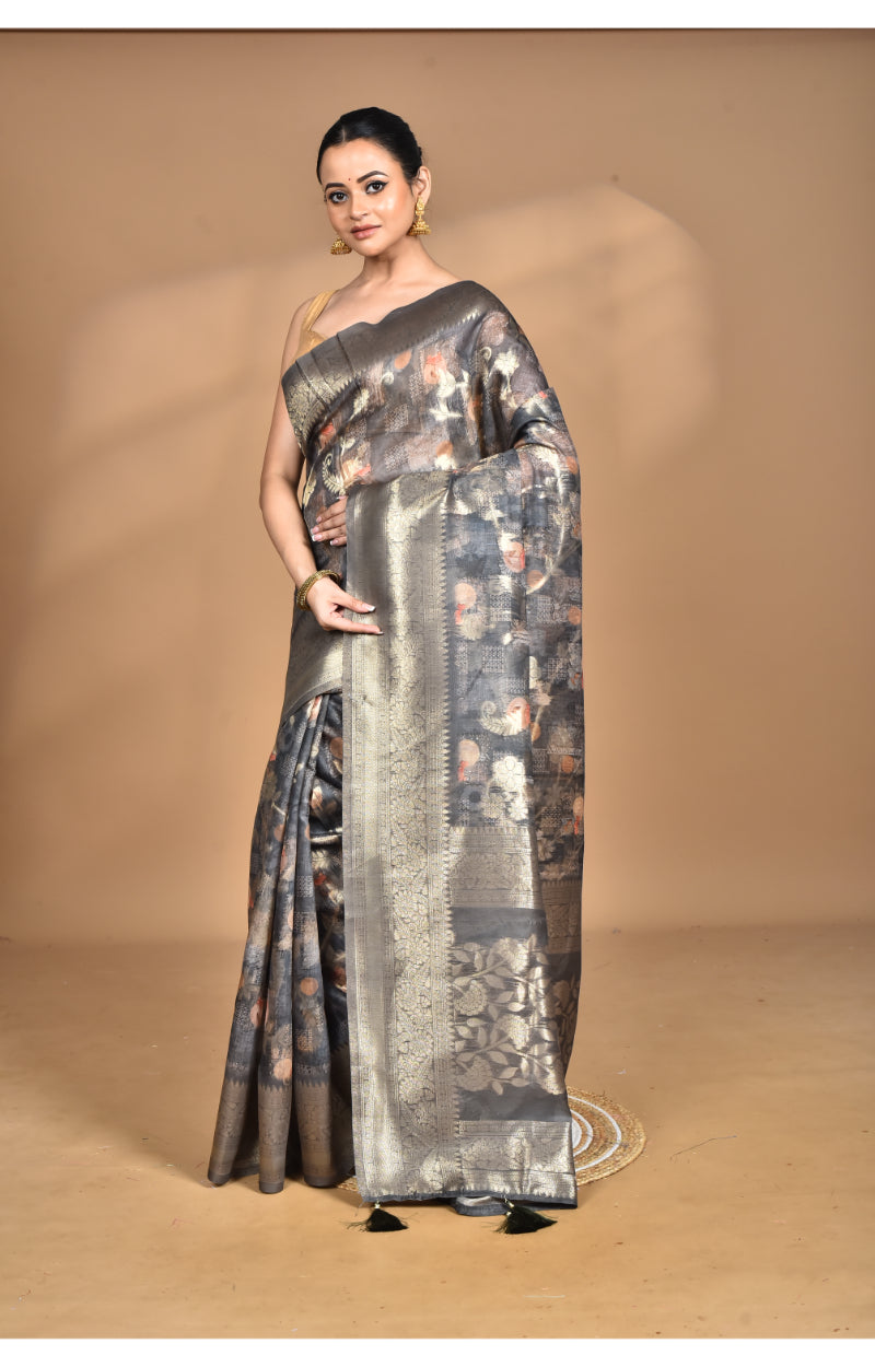 Morchari Women Desgin Linen Silk Saree-Multi | Grocsy