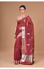 Morchari Heavy Chanderi Silk Saree-Maroon | Grocsy