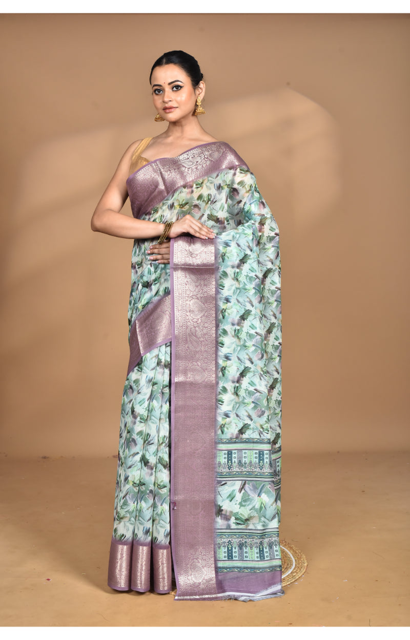 Morchari Chanderi Digital Print Saree-Multi | Grocsy