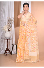 Morchari Heavy Jamdani Saree-Yellow | Grocsy
