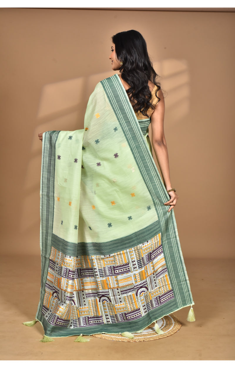 Morchari Women Desgin Chanderi Silk Saree-Green | Grocsy