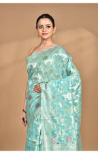 Morchari Women Desgin Chanderi Silk Saree-Green | Grocsy