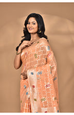 Morchari Women Desgin Chanderi Silk Saree-Peach | Grocsy