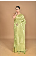 Morchari Banarasi Silk Chanderi Saree-Green | Grocsy