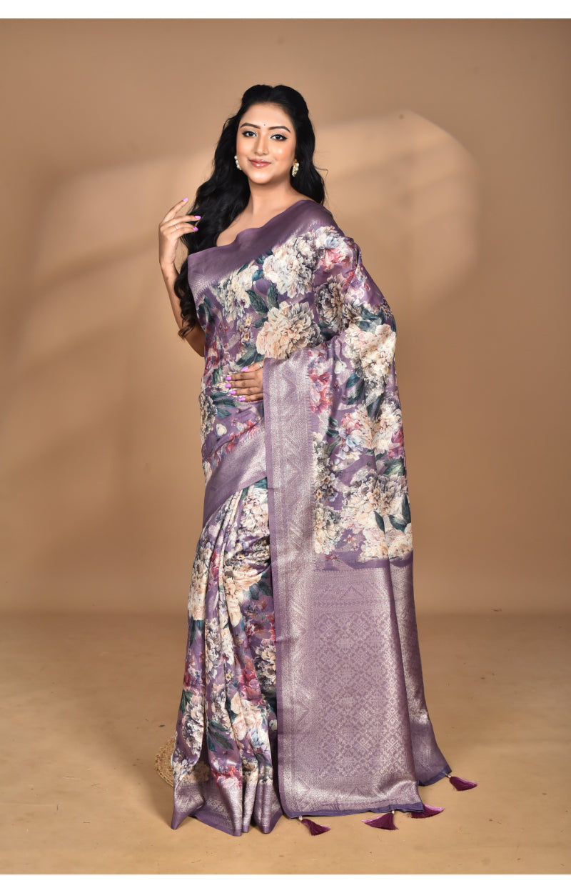 Morchari Women Desgin Linen Silk Saree-Multi | Grocsy