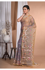 Morchari Heavy Jamdani Silk Orzanga Saree-Mehendi | Grocsy