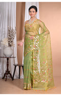 Morchari Heavy Jamdani Silk Orzanga Saree-Green | Grocsy