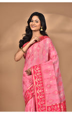 Morchari Women Desgin Kashmiri Silk Linen Saree-Pink | Grocsy
