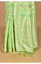 Morchari Women Desgin Chanderi Silk Saree-Green | Grocsy