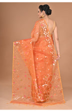 Morchari Heavy Jamdani Silk Orzanga Saree-Orange | Grocsy
