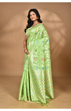 Morchari Women Desgin Chanderi Silk Saree-Green | Grocsy