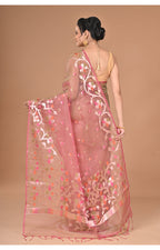 Morchari Semi Orzanga Jamdani Silk Saree-Mehendi | Grocsy