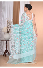 Morchari Heavy Jamdani Saree-Blue | Grocsy