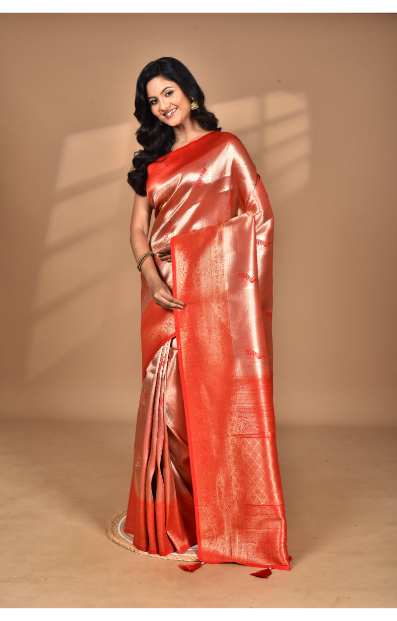 Morchari Women Desgin Banarasi Silk Saree-Red | Grocsy