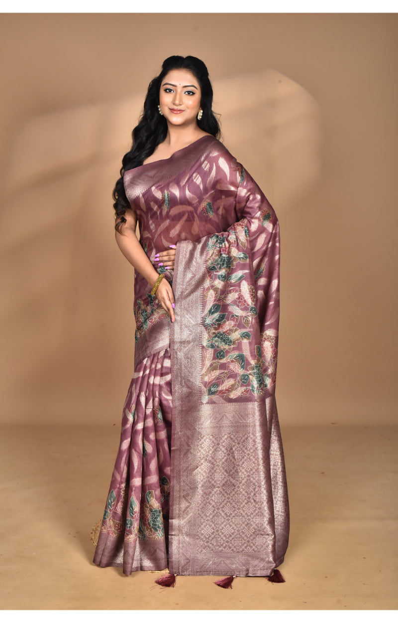 Morchari Women Desgin Linen Silk Saree-Multi | Grocsy