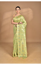 Morchari Banarasi Silk Chanderi Saree-Green | Grocsy