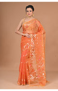 Morchari Heavy Jamdani Silk Orzanga Saree-Orange | Grocsy