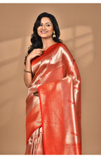 Morchari Women Desgin Banarasi Silk Saree-Red | Grocsy