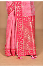 Morchari Women Desgin Kashmiri Silk Linen Saree-Pink | Grocsy