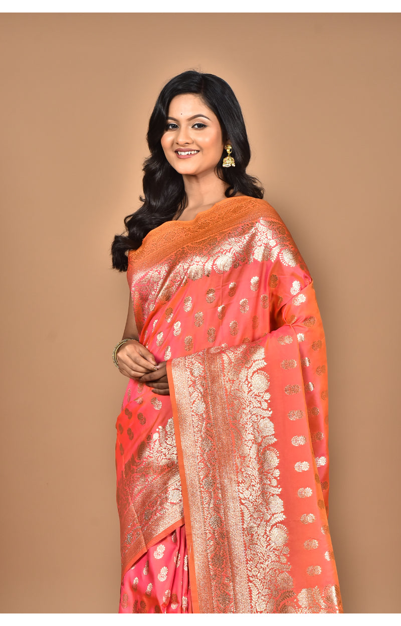 Morchari Heavy Kolhapuri Stone Work Saree-Orange | Grocsy