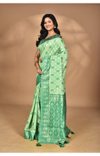 Morchari Women Desgin Kashmiri Silk Linen Saree-Green | Grocsy