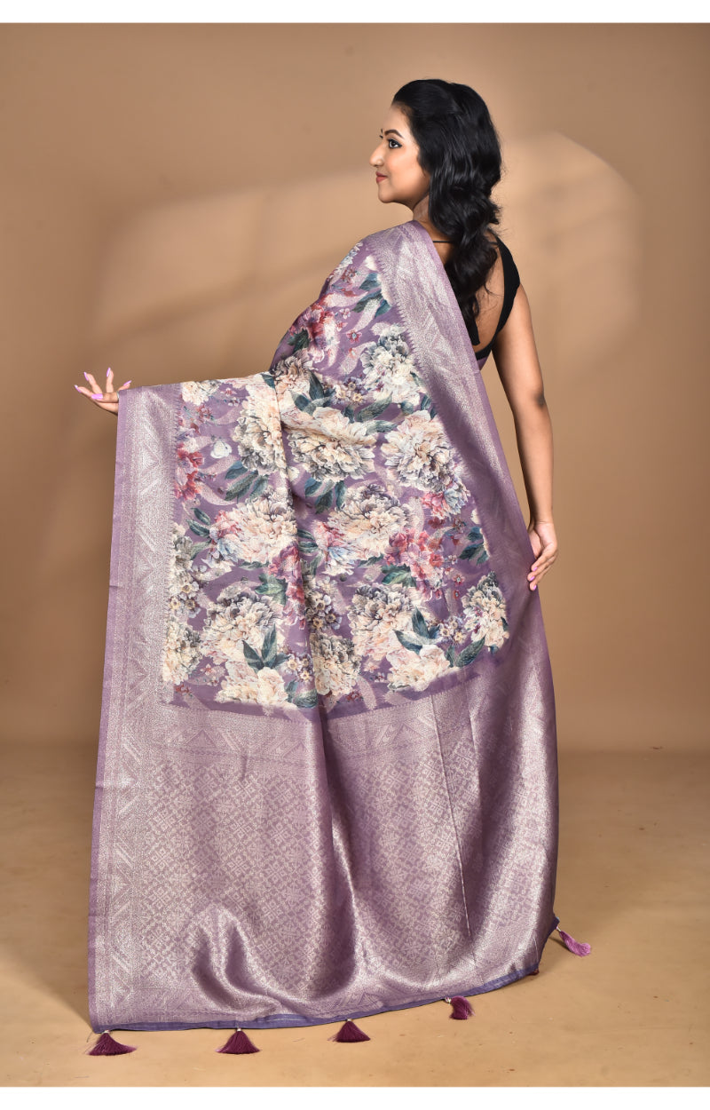 Morchari Women Desgin Linen Silk Saree-Multi | Grocsy