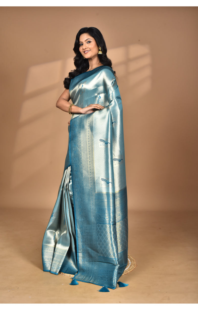 Morchari Women Desgin Banarasi Silk Saree-Green | Grocsy