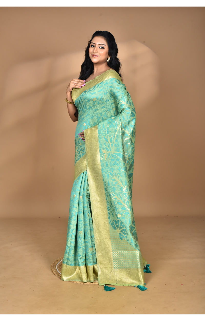 Morchari Jari Sami Silk Saree-Green | Grocsy