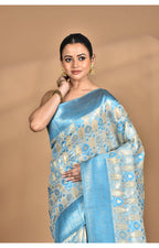 Morchari Women Desgin Chanderi Silk Saree-Blue | Grocsy