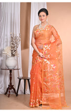 Morchari Heavy Jamdani Silk Orzanga Saree-Orange | Grocsy