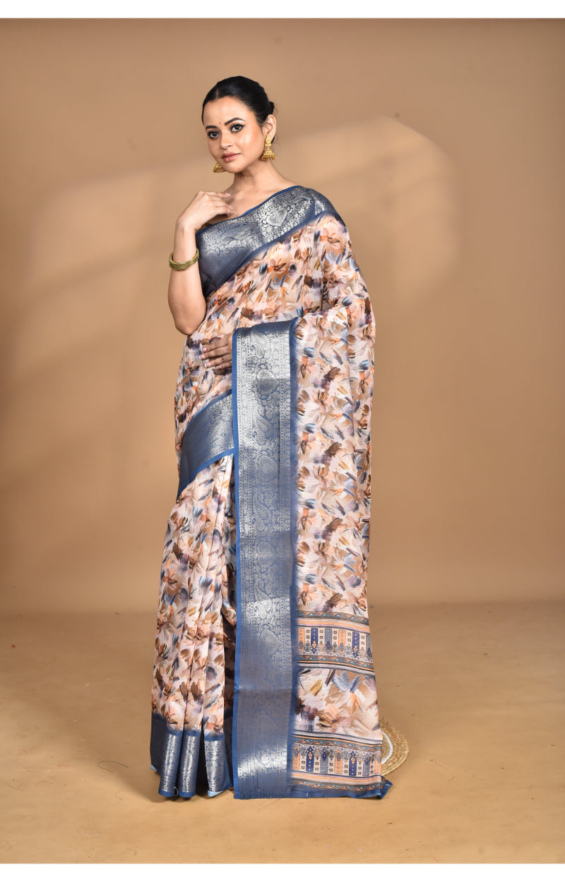 Morchari Chanderi Digital Print Saree-Multi | Grocsy