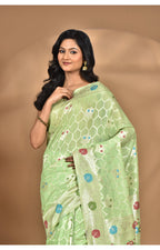 Morchari Women Desgin Chanderi Silk Saree-Green | Grocsy